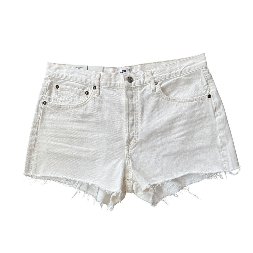 AGOLDE Parker Vintage Cut‎ Off High Rise White Denim Shorts Platinum NWT Size 30